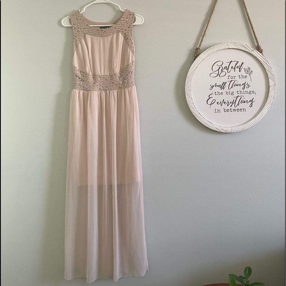 Lace Boho Cottage EnFocus Dress Sheer Overlay Size 6